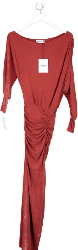 Essentiel Antwerp Red Equal Ruched Stretch-jersey Midi Dress UK 6