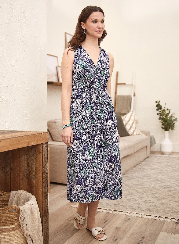 Paisley Print Midi Dress