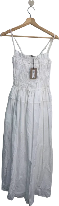 River Island White Smocked Midi Dress UK 12