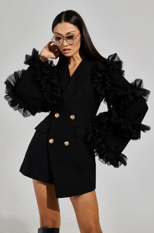 LIVING OVER THE TOP RUFFLE SLEEVE BLAZER MINI DRESS