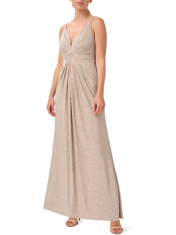 Womens Metallic Maxi Evening Dress