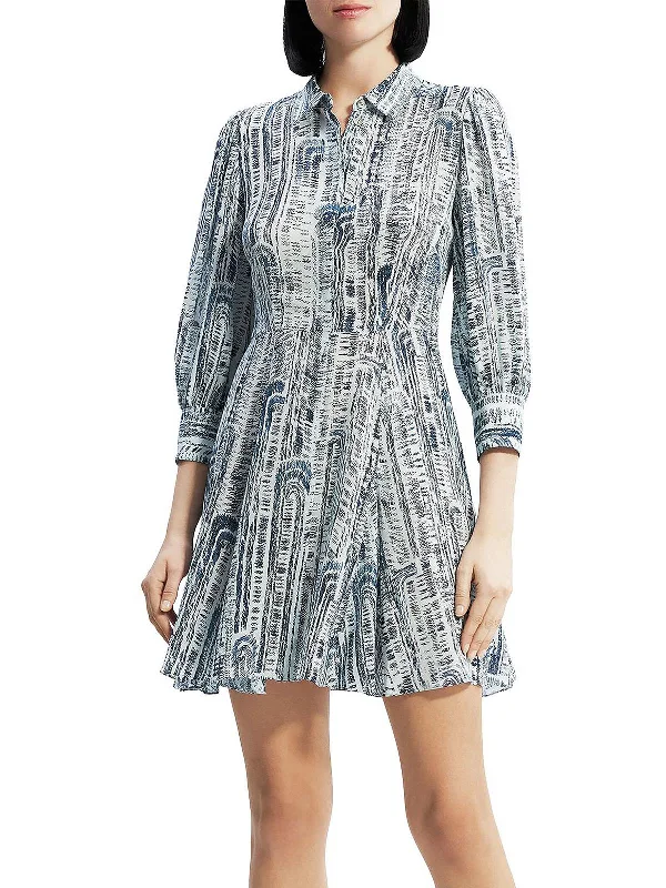 Womens Silk Mini Shirtdress