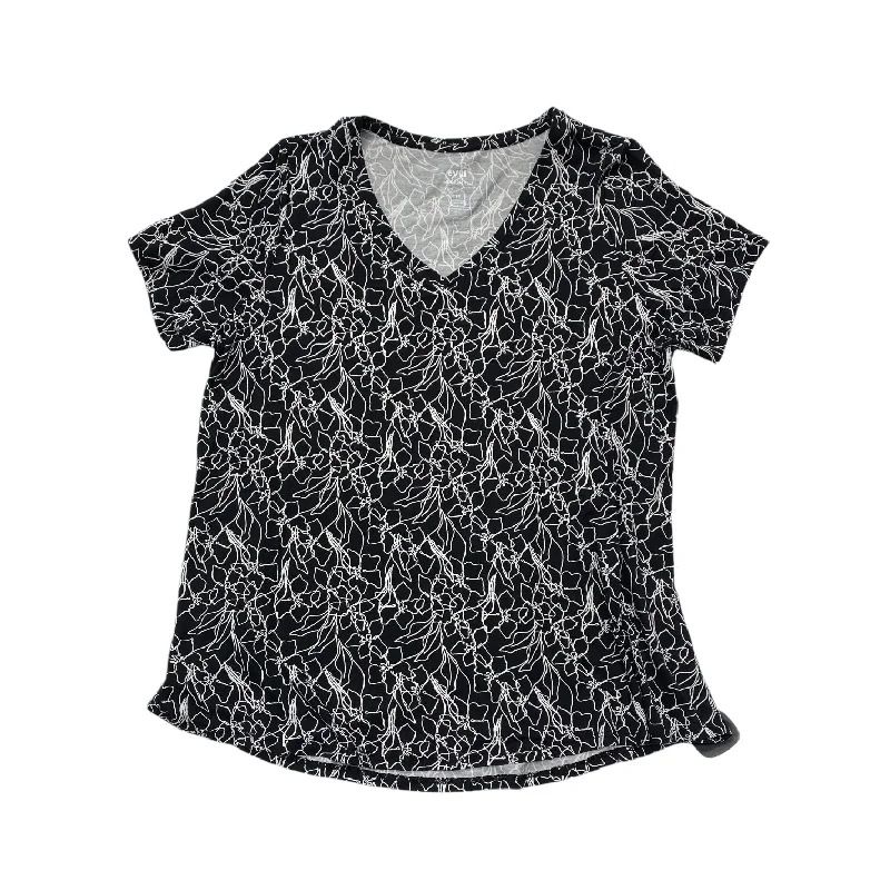 Top Short Sleeve Basic By Evri In Black & White, Size: 1x