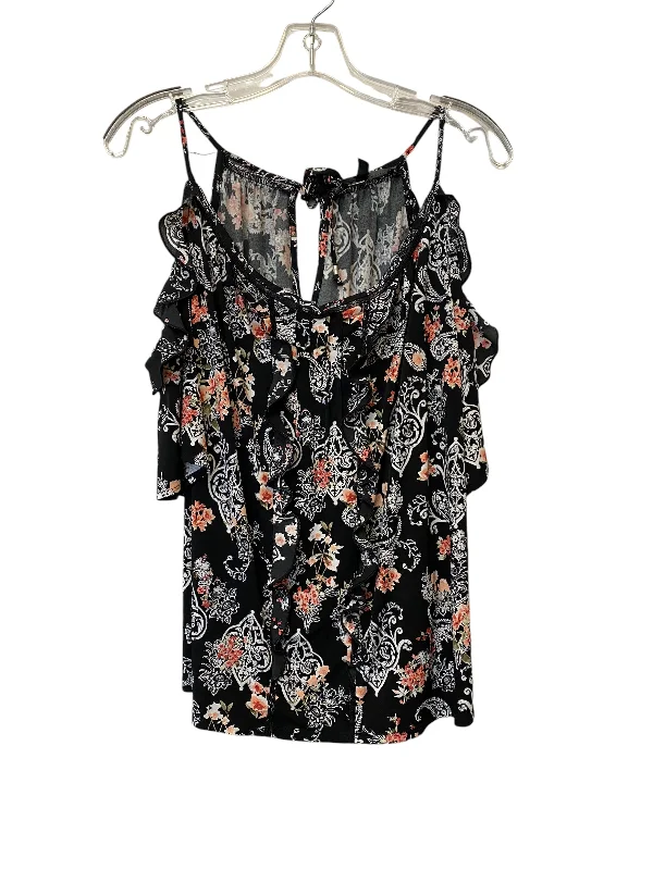 Top Short Sleeve By White House Black Market In Floral Print, Size: L