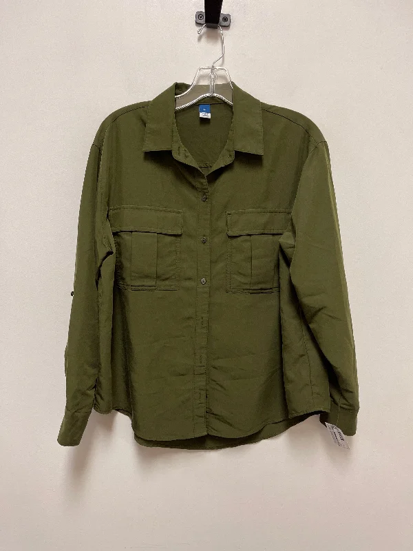 Blouse Long Sleeve By Old Navy In Green, Size: M