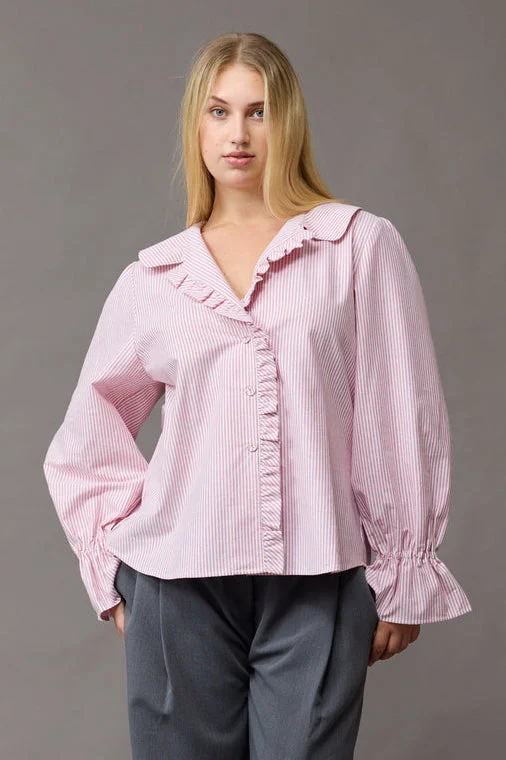 Ruby - Sandler Ruffle Shirt, Pink Stripe