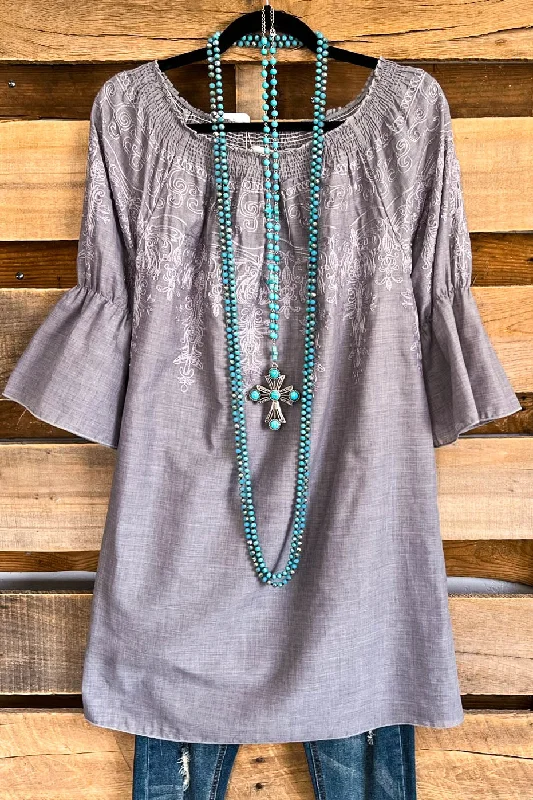 All Tangled Up Top - Light Grey - 100% COTTON