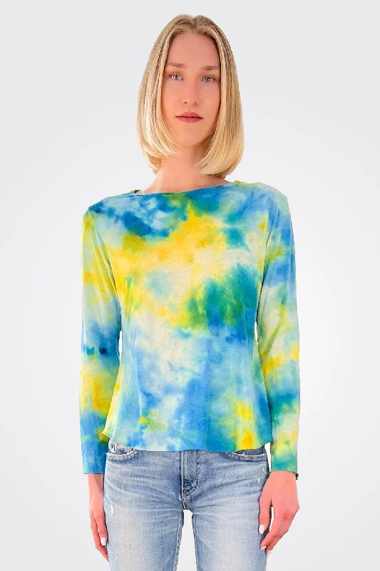 Organic Hemp Cotton Tie Dye Long Sleeve Tee - Seeweed