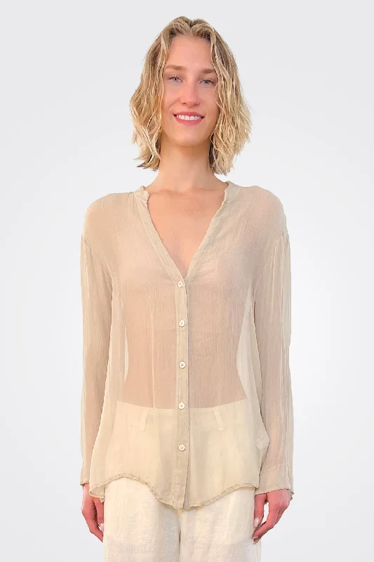 Semi Sheer Blouse - Sand