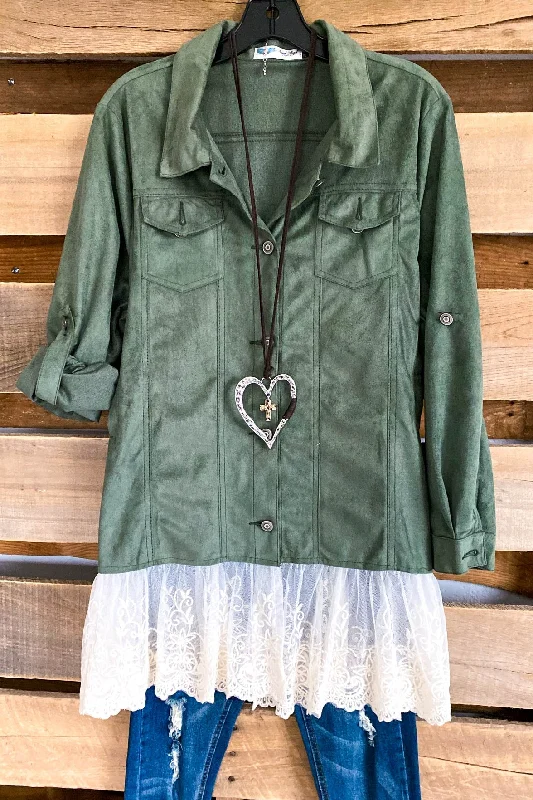 Sundance Suede Button Up - Olive