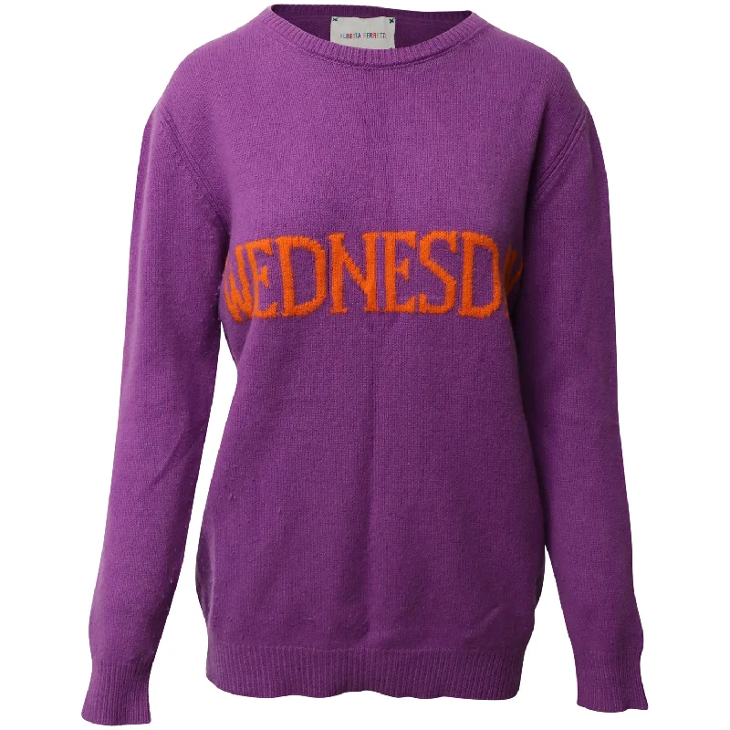 Alberta Ferretti Wednesday Patch Sweater in Violet Wool