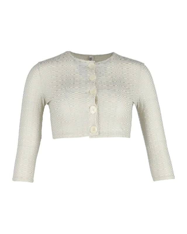 Lisa Marie Fernandez Cropped Cardigan in Cream Viscose