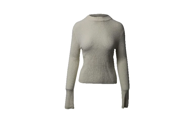 Maje Magik Ribbed Knit Sweater in White Cashmere