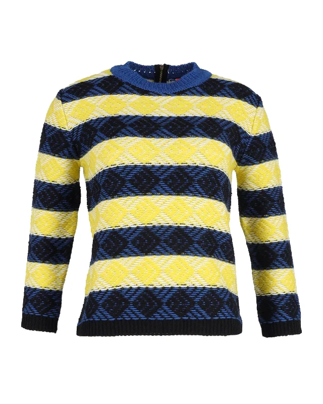 MSGM Striped Patterned Sweater in Multicolor Wool