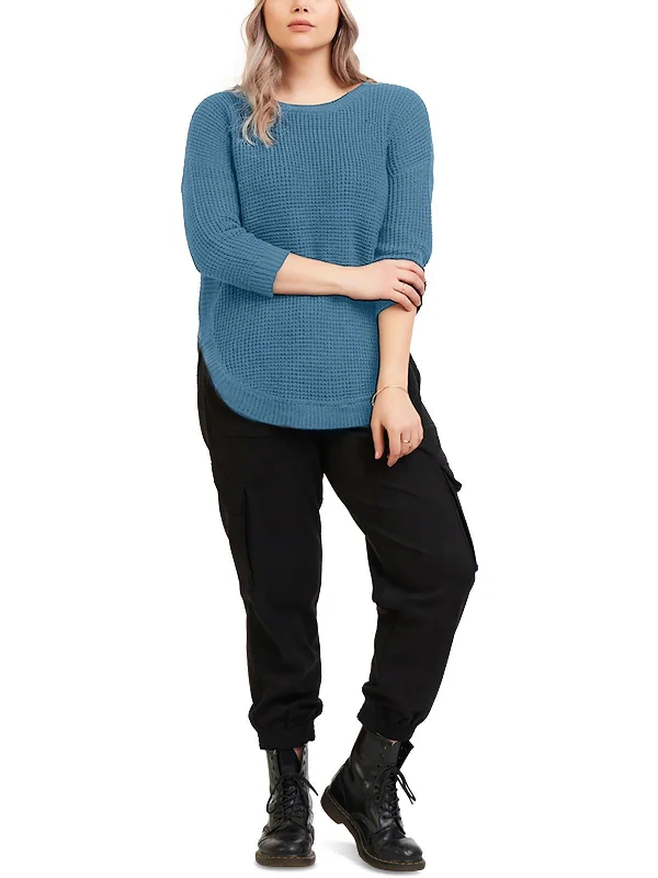 Plus Womens Acrylic Mock Neck Pullover Sweater