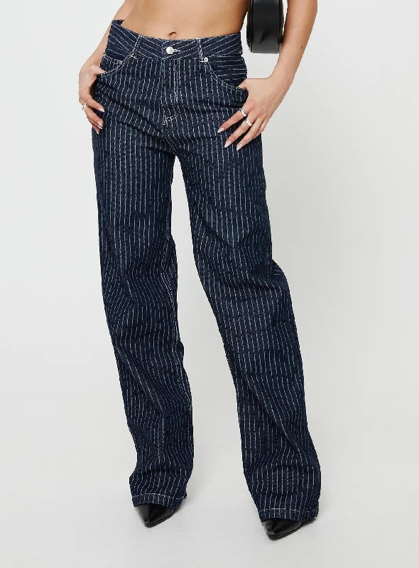 Rathlyn Pinstripe Jeans Dark Denim