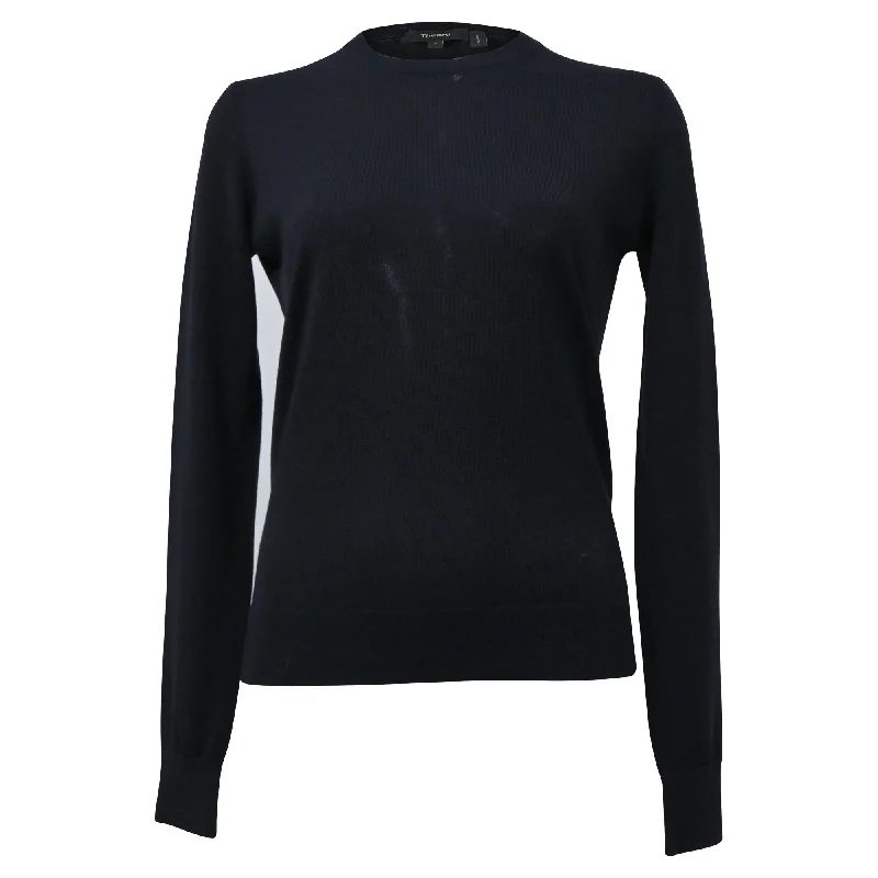 Theory Crewneck Regal Sweater in Navy Blue Wool