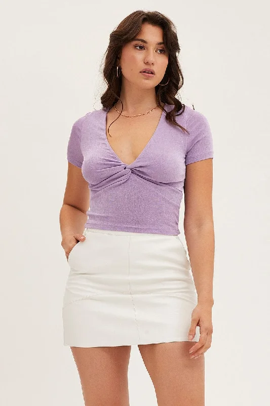 Purple Slinky Knot Front Top