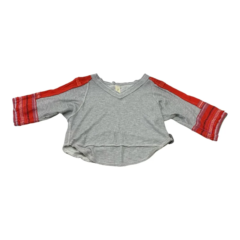 Top 3/4 Sleeve By We The Free In Grey & Red, Size:Xs