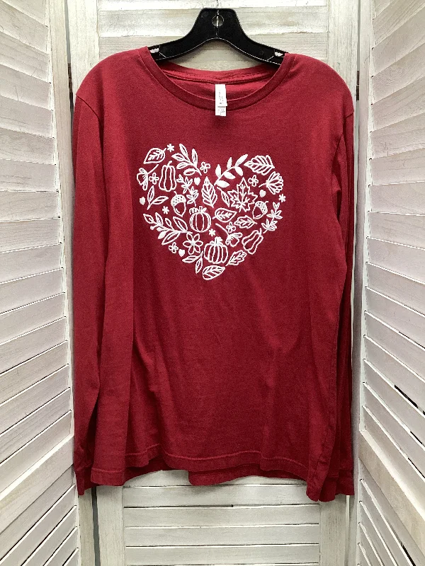 Top Long Sleeve By Bella + Canvas In Red, Size: L