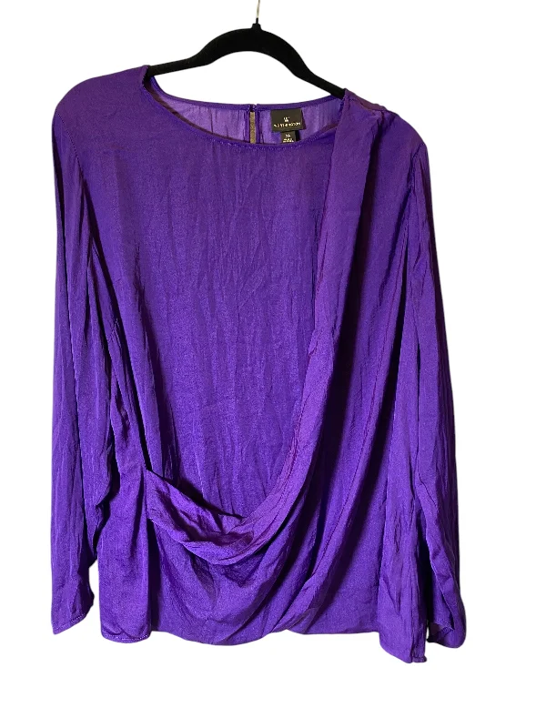 Top Long Sleeve By Worthington In Purple, Size: Xl