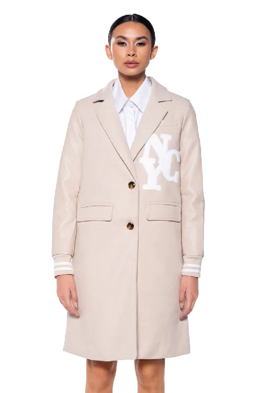 BRENTWOOD VARSITY TRENCH JACKET IN IVORY