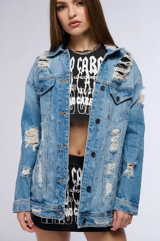 SUNNY DAY DISTRESSED DENIM JACKET