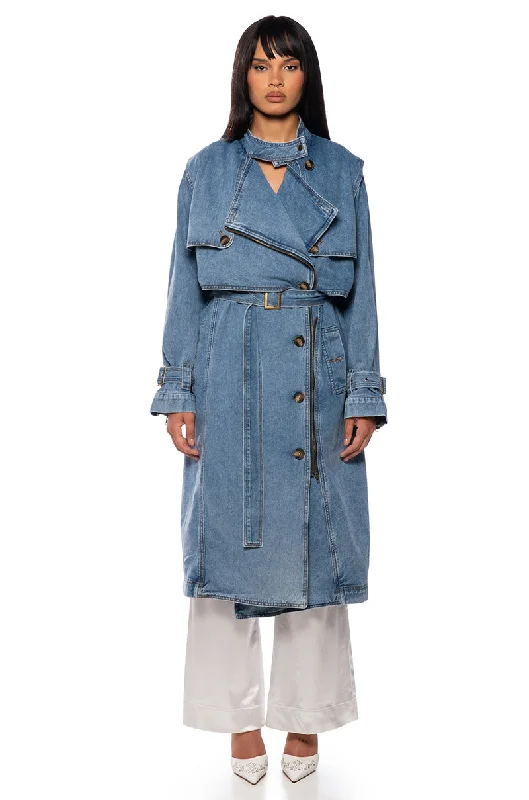 TOOK A WALK ON BLOOME DENIM TRENCH