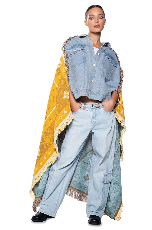 VIRGINIA BEACH TAPESTRY DENIM PONCHO