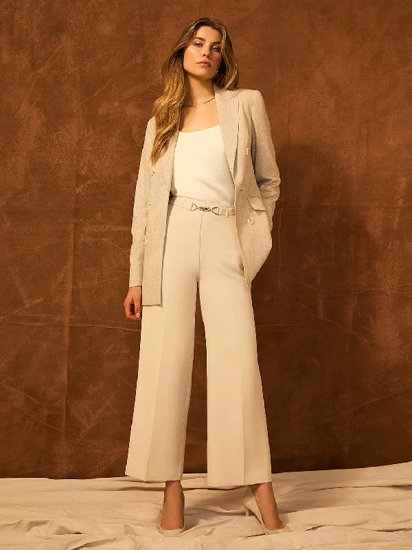 Cropped Wide-Leg Pants With Gold Hardware