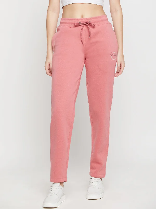 Women's Casual  Dark Pink Ankle length Mid rise Track Pants