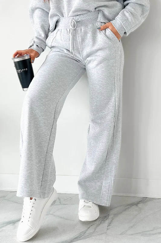 No Complaints Here Wide Leg Sweatpants (Heather Grey)